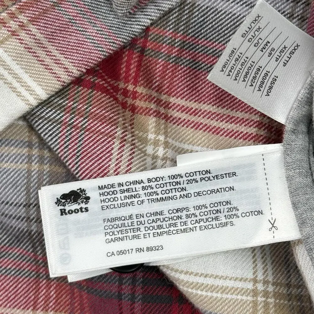 Roots Plaid Zip Hoodie Jacket Men Sz L Flannel Shirt Canada Cabincore Heritage - Picture 6 of 9